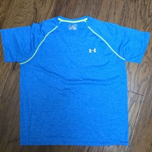 Under Armour Bright Blue T-Shirt with Neon Trim sz Large
